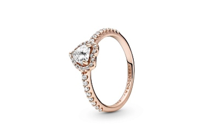 Heart Pandora Rose ring with clear cubiczirconia /188421C02-50