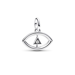 Eye sterling silver medallion with clear cubic zir