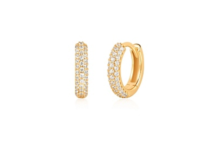 Gold Pavé Huggies