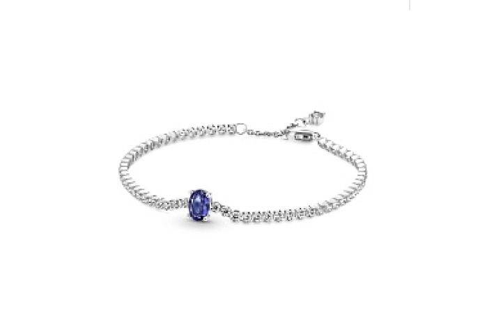 Sterling silver tennis bracelet with princess blue