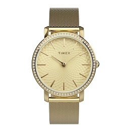 Womens Gold-tone Transcend with Crystal Bezel and Gold Dial