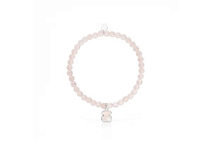 SILVER BRACELET QUARTZ ELASTIC THREAD