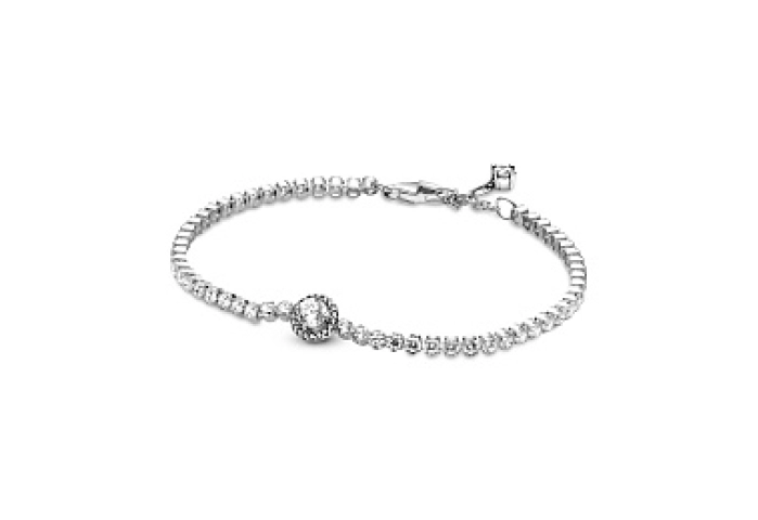 Sterling silver bracelet with clear cubic zirconia