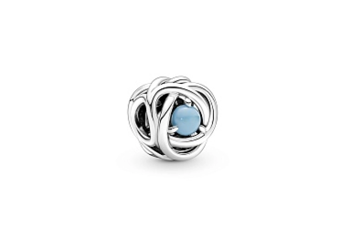 Sterling silver charm with capri blue crystal