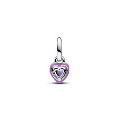 Heart sterling silver mini dangle with royal purple crystal and purple enamel