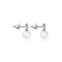 18KT GOLD EARRINGS 0.08CT H/SI C.PEARL