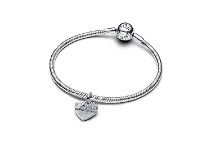 Engravable love heart sterling silver dangle with 