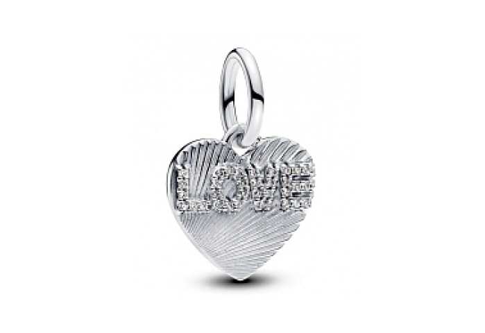 Engravable love heart sterling silver dangle with 