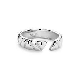 Silver Irregular Twill Adjustable Ring