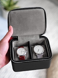 PEBBLE BLACK DOUBLE WATCH BOX