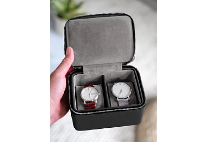 PEBBLE BLACK DOUBLE WATCH BOX