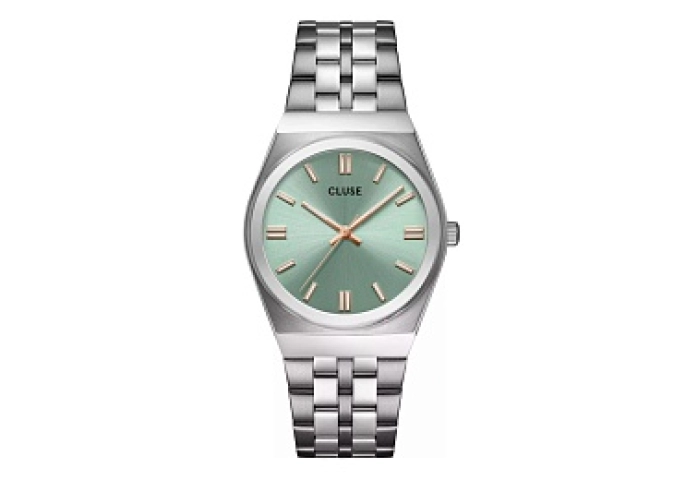 Retro 70's Watch Steel, Sage Green, Silver Colour
