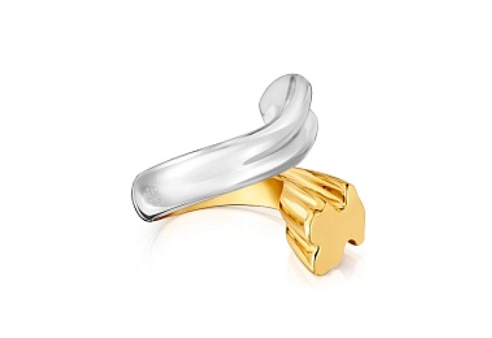SILVER GOLD PLATED BEAR HEART TWO TONE