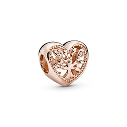 Family tree heart 14k rose gold-plated charm with 