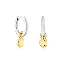 SILVER GOLD PLATED EARRINGS BICOLOR 13MM