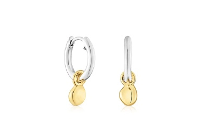 SILVER GOLD PLATED EARRINGS BICOLOR 13MM