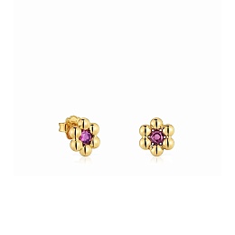 SILVER GOLD PLATED EARRINGS RHODOLITE