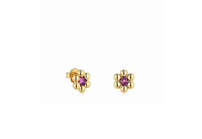 SILVER GOLD PLATED EARRINGS RHODOLITE