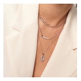 Silver Pavé Bar Chain Necklace