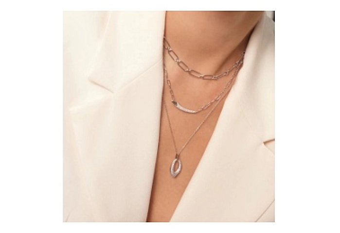 Silver Pavé Bar Chain Necklace