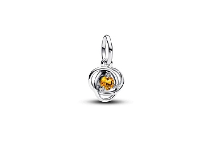 Sterling silver dangle with honey coloured crystal and clear cubic zirconia