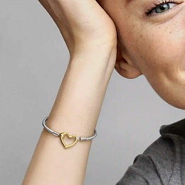 Snake chain sterling silver bracelet with 14k gold