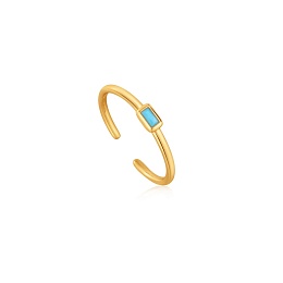 GOLD TURQUOISE BAND ADJUSTABLE RING