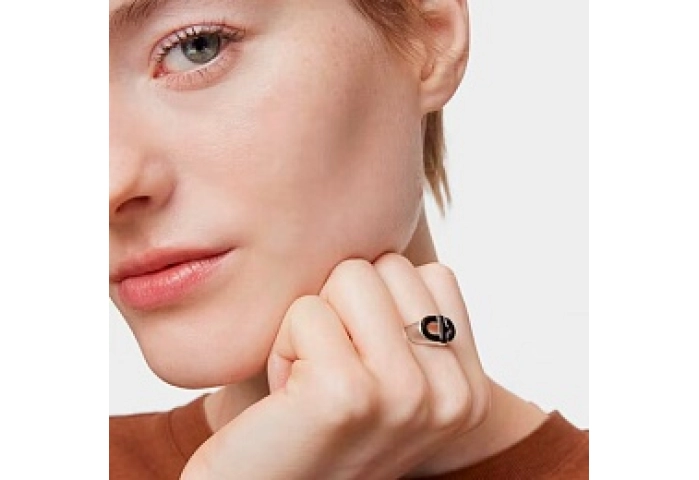 SILVER RING BLACK ENAMEL 13MM
