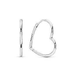 Asymmetrical heart silver hoop earrings