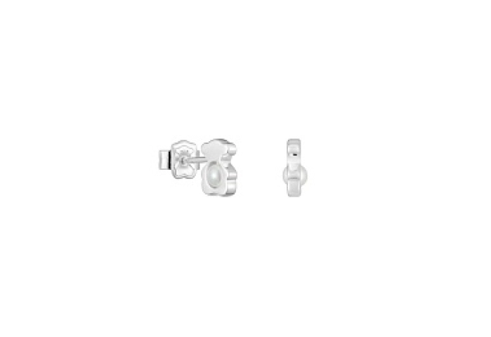 SILVER EARRINGS BEAR 8MM CULTURED PEARL
