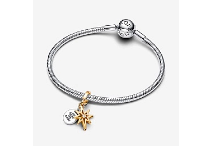 Engravable star sterling silver and 14k gold plate