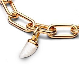 Shark tooth 14k gold-plated mini dangle with white bioresin man-made mother of pearl