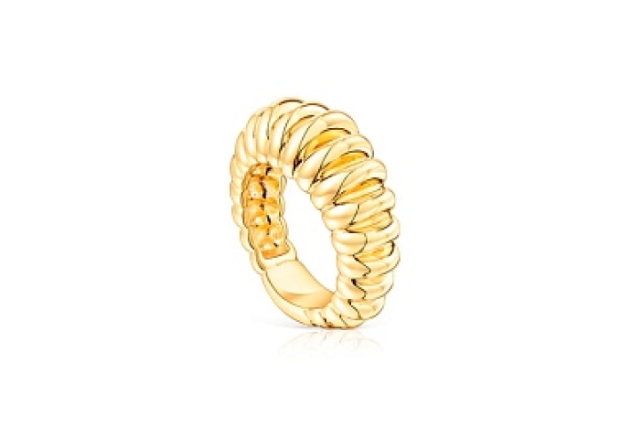 SILVER GOLD PLATED RING 10MM N14