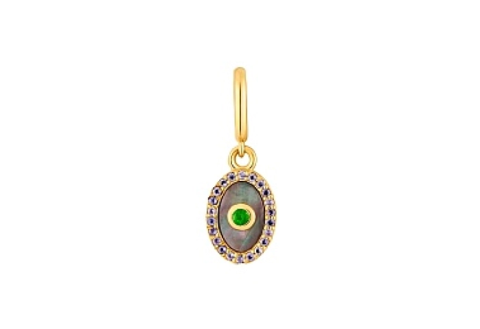 SILVER GOLDPLATED PENDANT BLK M.O.P, GEM