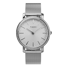 Womens Silver-tone Transcend with Crystal Bezel and Silver Dial