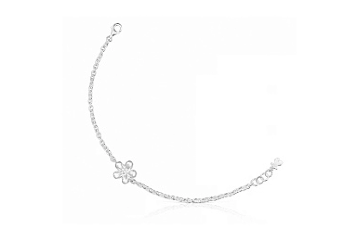 SILVER BRACELET FLOWER CHAIN 17CM