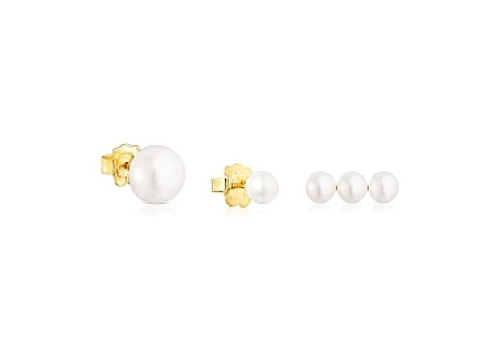 SILVER GOLD PLATEDPACK 3 EARRINGS PEARL