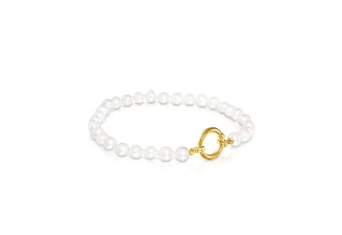CULTURED PEARLS BRACELET 18KT GOLD MOTIF