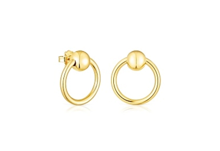 SILVER GOLDPLATED EARRINGS CIRCLE 25MM