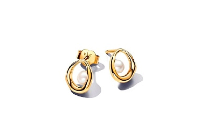 14k Gold-plated stud earrings with white treated f