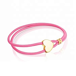 SILVER BRACELET HEART FUCHSIA ELASTIC