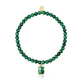 MALACHITES SILVER GOLD PLATED BRACELET