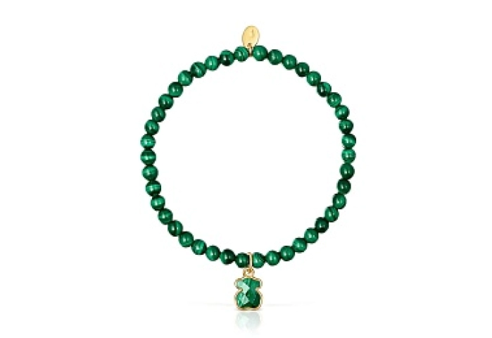 MALACHITES SILVER GOLD PLATED BRACELET