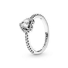 Heart sterling silver ring with clear cubic zircon