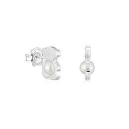 SILVER EARRINGS BEAR 12MM CULTURED PEARL