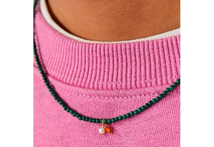 SILVER GOLD PLATED CHOKER GEMSTONES 43CM