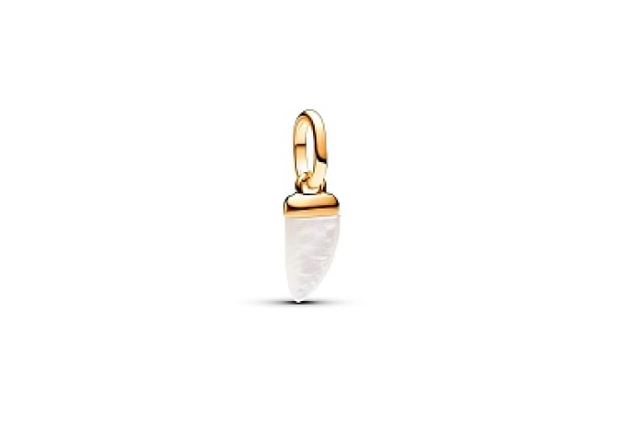Shark tooth 14k gold-plated mini dangle with white bioresin man-made mother of pearl