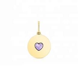 SILVER GOLDPLATED PENDANT AMETHYST 13MM