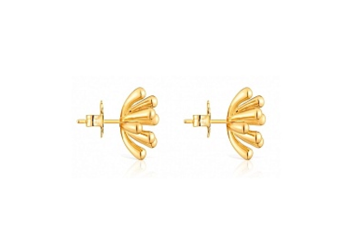 SILVER GOLD PLATED EARRINGS 17MM PUSHBACK