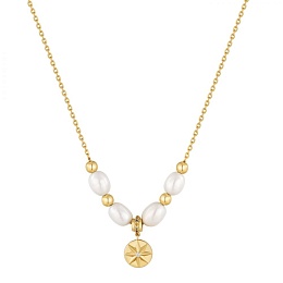 Gold Pearl Star Pendant Necklace